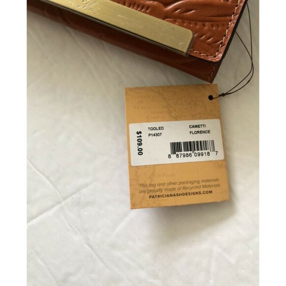Patricia Nash Wallet Tooled Trifold Cametti Leather Florence Brown New - Picture 10 of 12